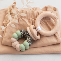 Ring Pop Teething Rattle Leopard Sage