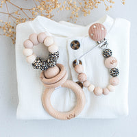 Ring Pop Teething Rattle Leopard Cream