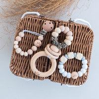 Ring Pop Teething Rattle Leopard Cream