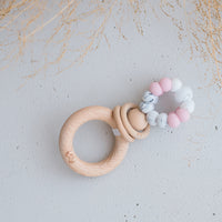 Ring Pop Teething Rattle Marble Pink