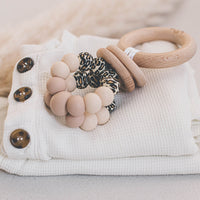 Savannah Baby Gift Bundle | Ring Pop Rattle in Leopard Cream | Trio Freezer Teether in Mango Tango | Savannah Baby Wrap Swaddle