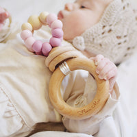 Ring Pop Rattle Personalised with name Flora Mae