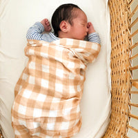 Cream Gingham Baby Wrap Swaddle | Lluie