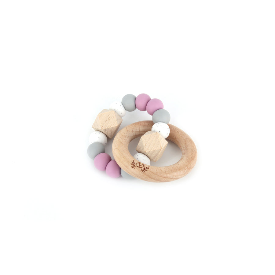Hexx Teething Rattle in Dusty Mauve