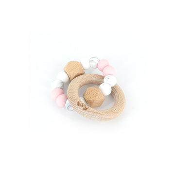 Hexx Teething Rattle | Marble Pink
