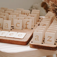 Reversible Alphabet Board with 2 Lowercase Letters Set + Extra Holding Tray