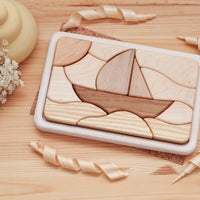 Boat Puzzle | Wooden Heirloom Puzzle | Mosaic Puzzle | Eco-Friendly Toy | Children's Toy | Open Ended Toy | Small World Play