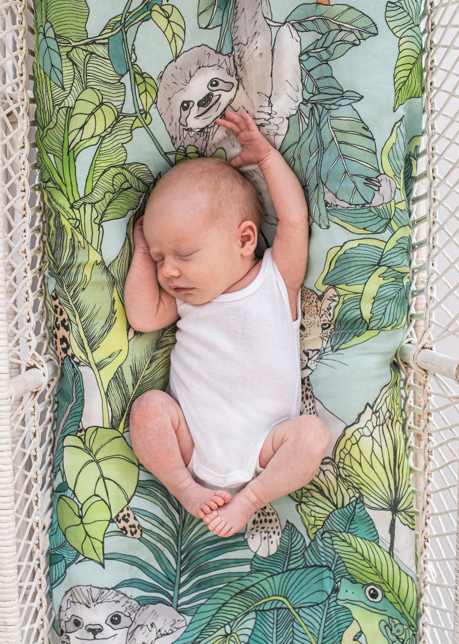 Jungle Swaddle Wrap as Bassinet Cover