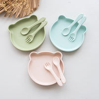 Silicone Bear Suction Plate with Cutlery Set