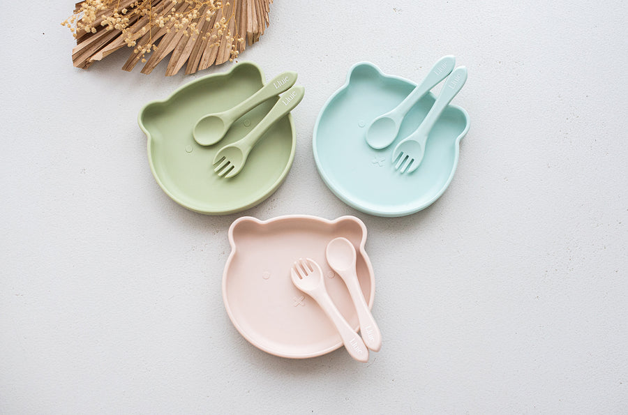 Silicone Bear Suction Plate with Cutlery Set