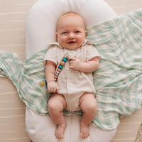 Baby Muslin Swaddle Wrap | Mint Gingham