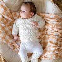 Cream Gingham Baby Wrap Swaddle | Lluie