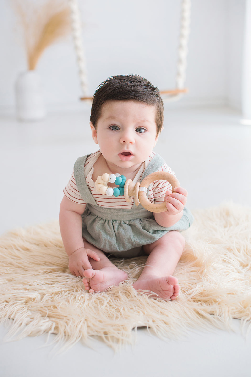 Duck Rattle Teether Ring Pop Teething Rattle™ | DUCK EGG BLUE – LLUIE