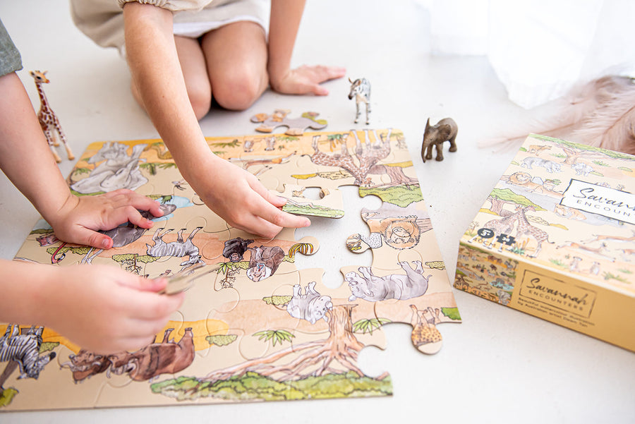 Savannah Encounters Children's Jigsaw Puzzle Gift | Collaborative Play Based Learning Activity