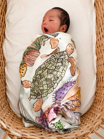 Ocean Marine Animals Swaddle Wrap Blanket | Lluie