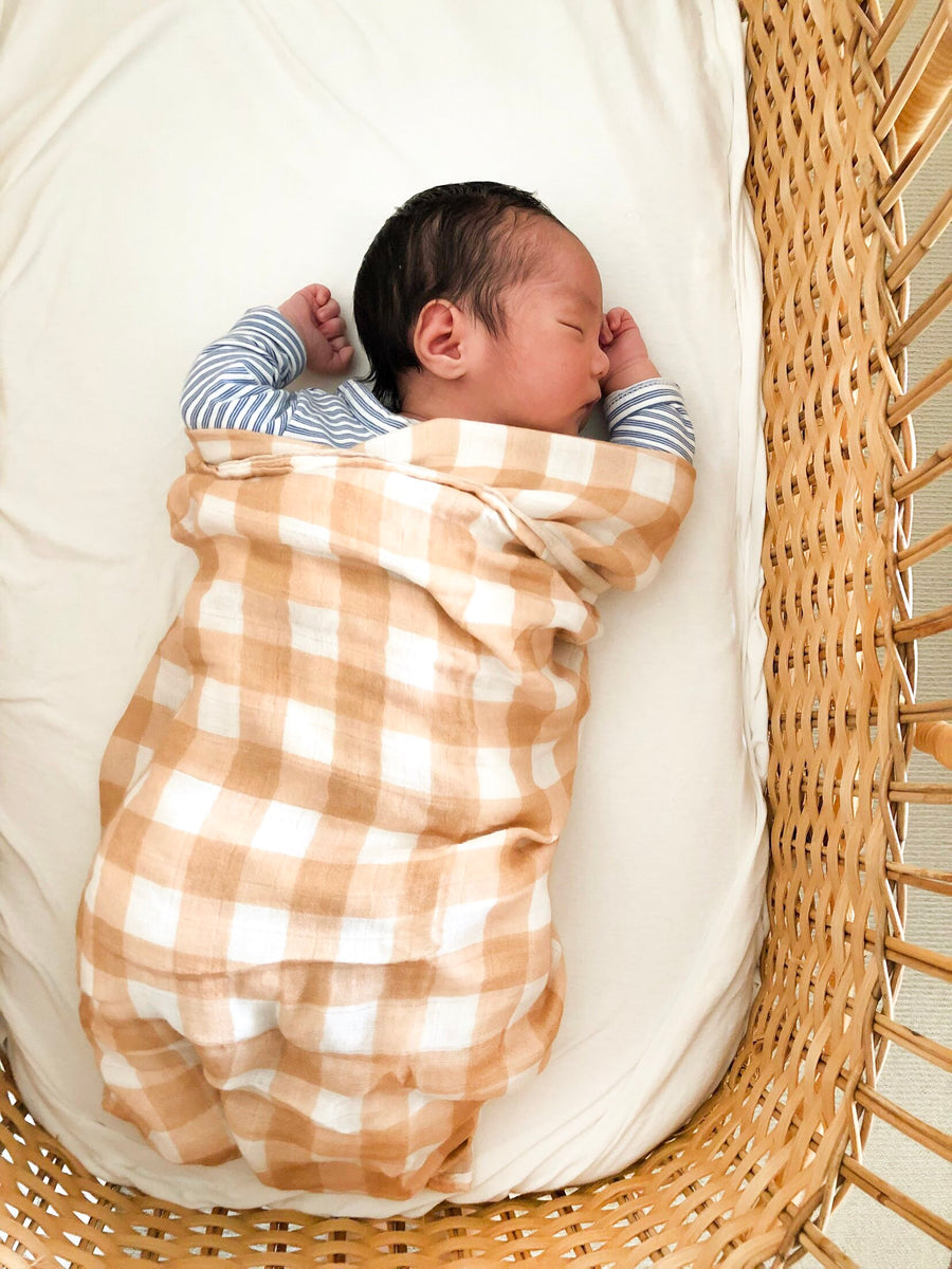 Cream Gingham Baby Wrap Swaddle | Lluie